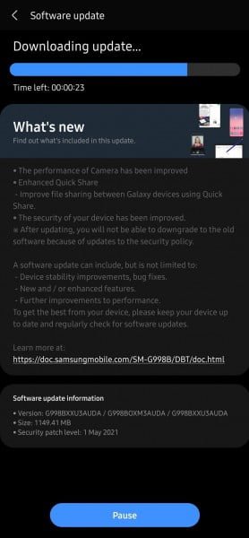 Galaxy S21 Ultra Software Update