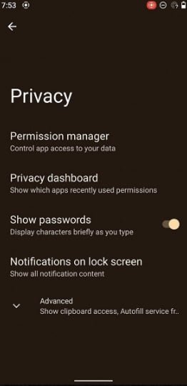 Privacy Dashboard in Android 12