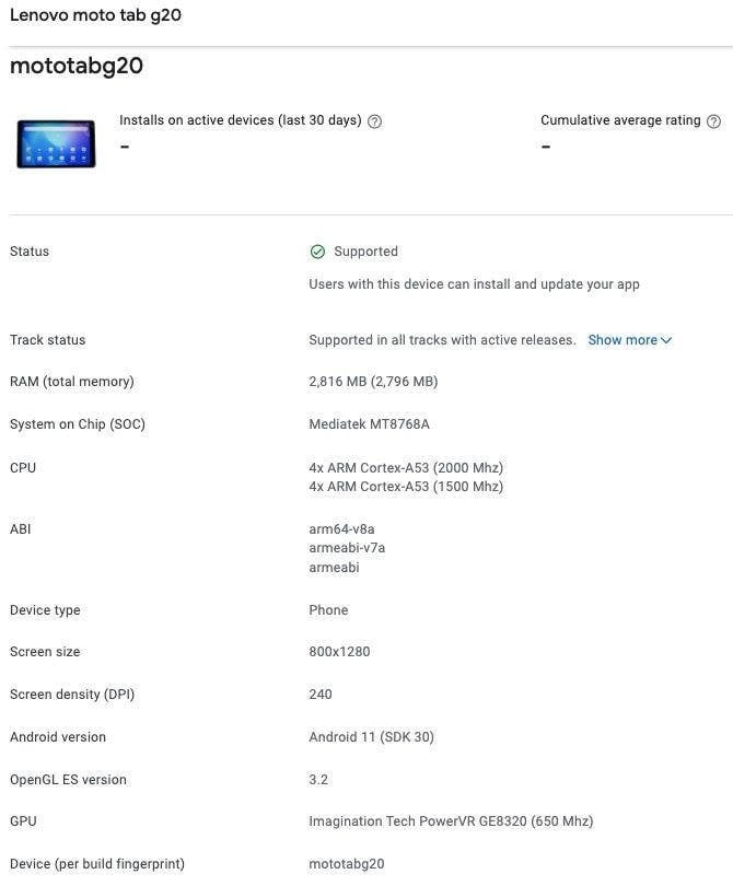Motorola tablet specifications
