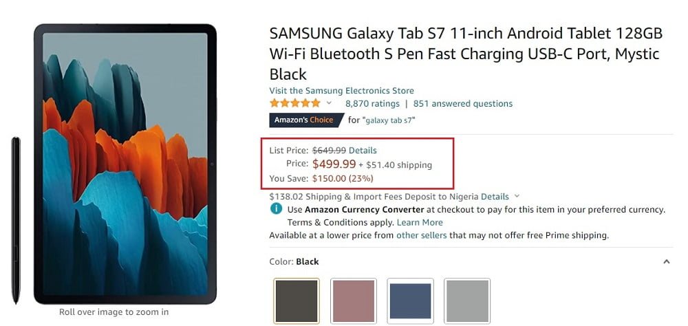 Galaxy Tab S7 deal