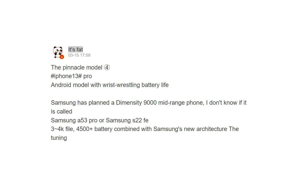 Galaxy S22 FE with a MediaTek chipset