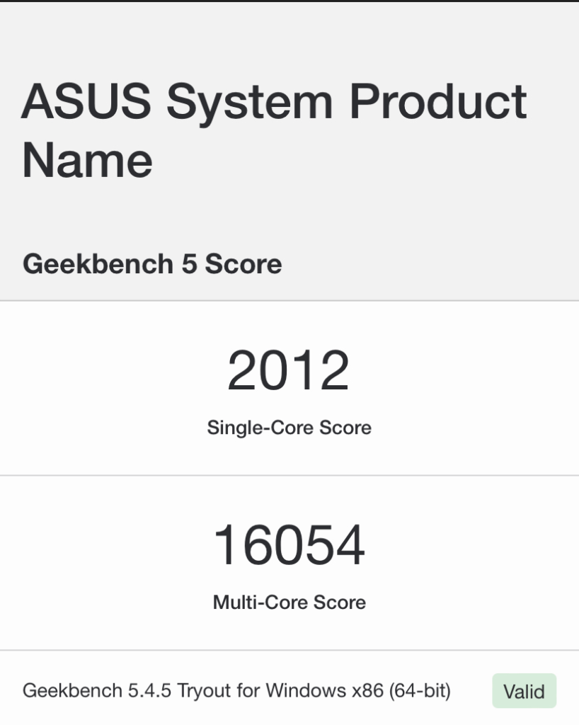 Asus Geekbench Intel core i5 13600k