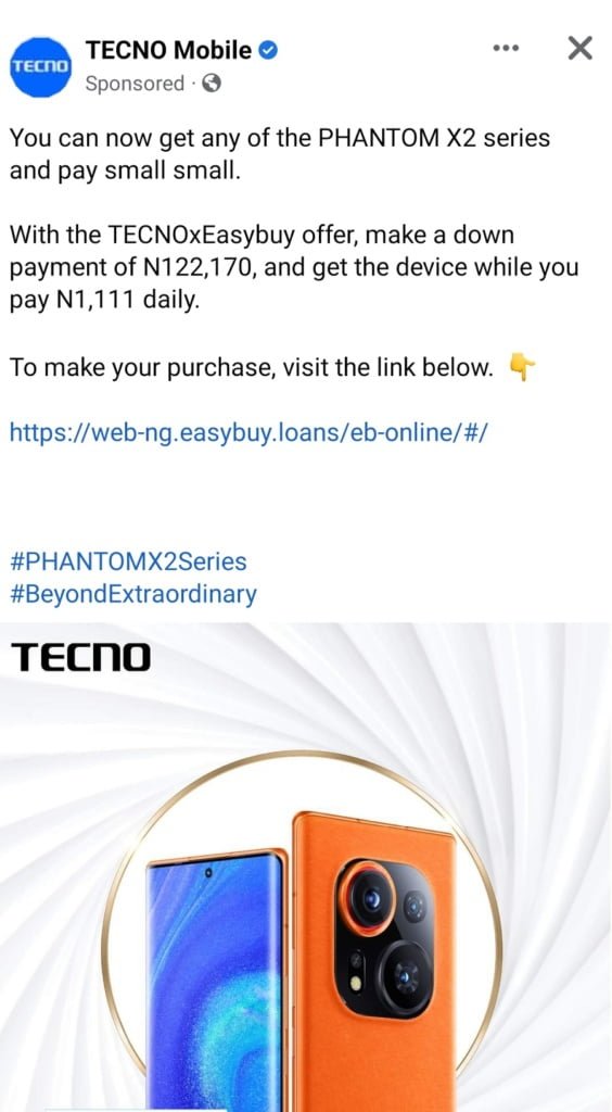 Tecno Phantom X2 and X2 Pro For 1,111 Naira