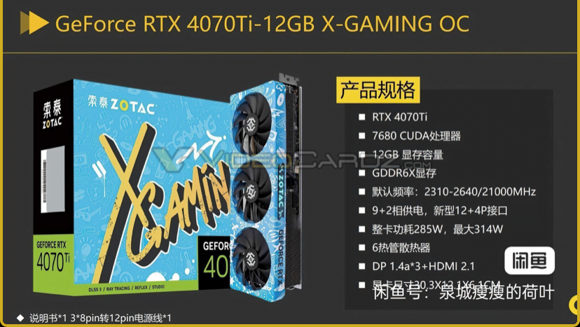 Zotac Nvidia RTX 4070 Ti specs