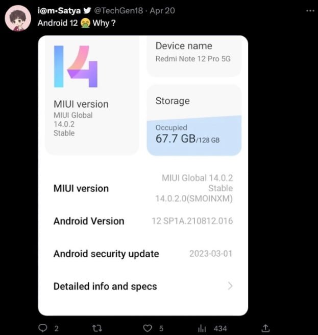 MIUI 14 update for Redmi Note 12 Pro and Pro+