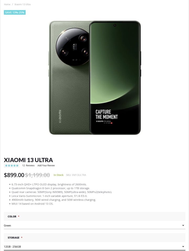 Xiaomi 13 Ultra price drops to all time low