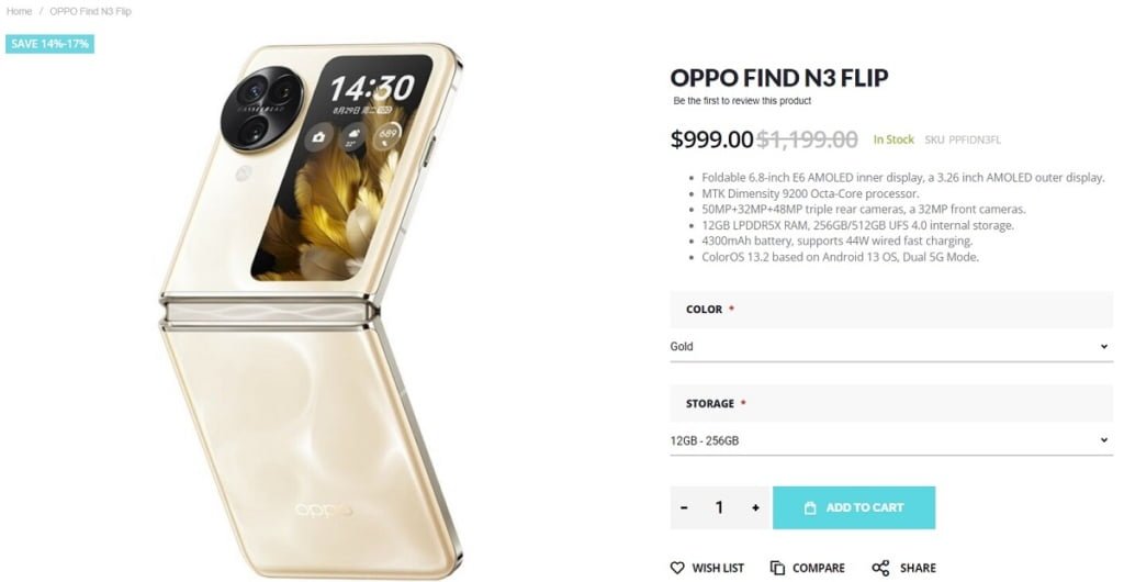 Price of OPPO Find N3 Flip in a new Discount Deal